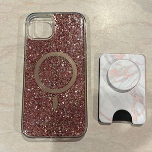 Kate Spade iPhone 14 plus case with mag safe card holder